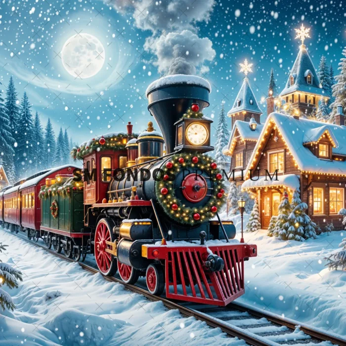 SM Fondo Digital 002- Fondo Tren Navidad Nevado