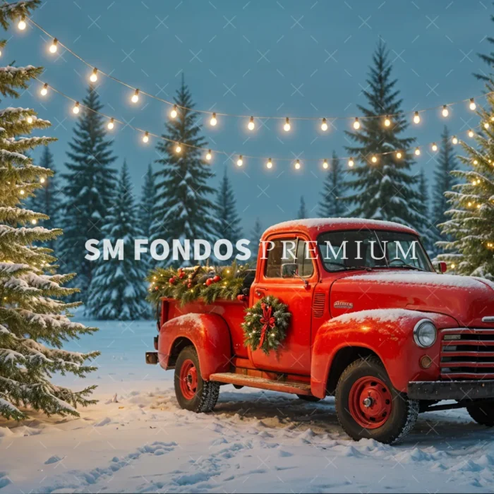 SM Fondo Digital – Camioneta Roja Vintage Navidad
