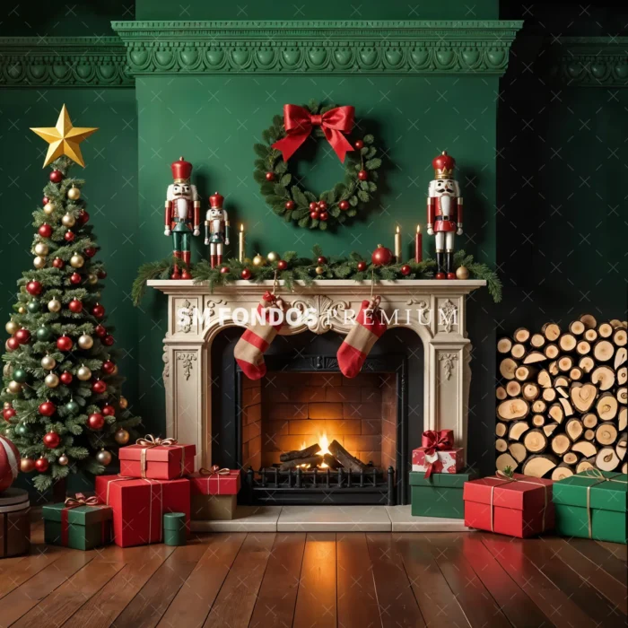 SM Fondo Digital – Chimenea Navidad Corona Guirnalda