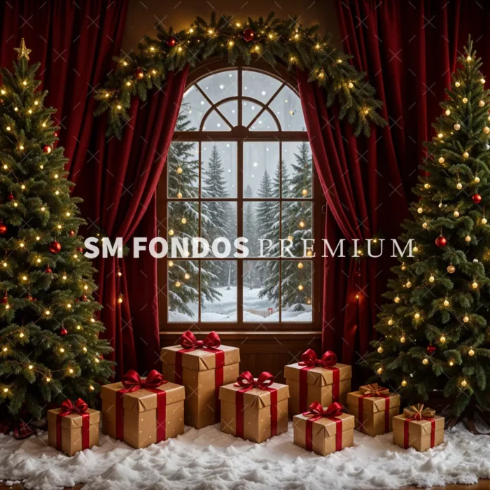 SM Fondo Digital – Ventana Navidad Cortinas Rojas