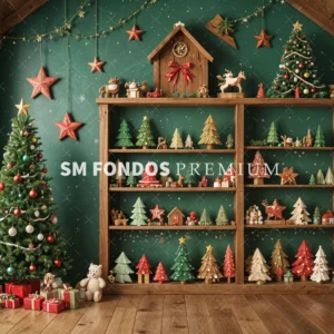 SM Fondo Digital - Arbol Navidad Juguetes Madera Verde
