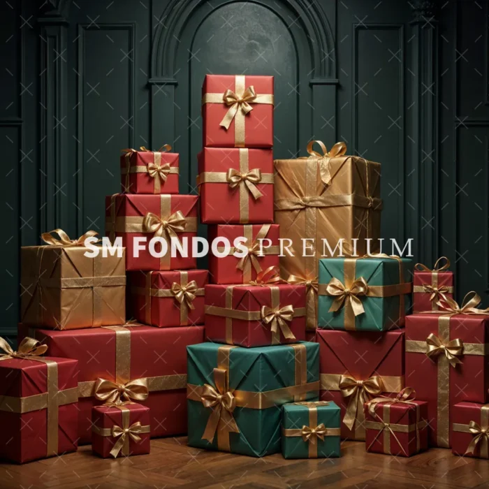 SM Fondo Digital 047- Pila Regalos Rojo Verde Dorado